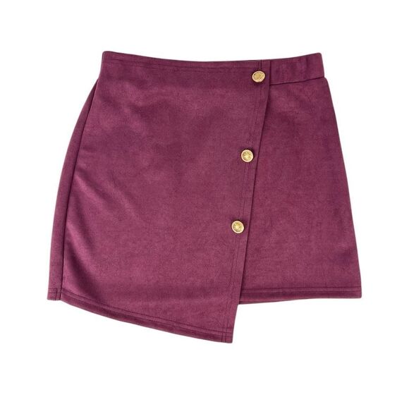 Shein Maroon Red Faux Suede Skirt 6 - Picture 1 of 7